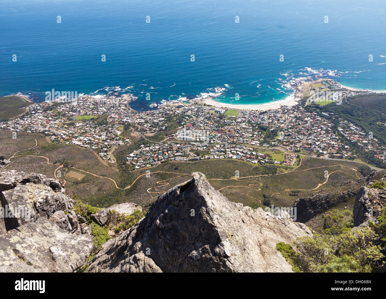 View of Cape Town from Table Mountain in South Africa Stock Photo