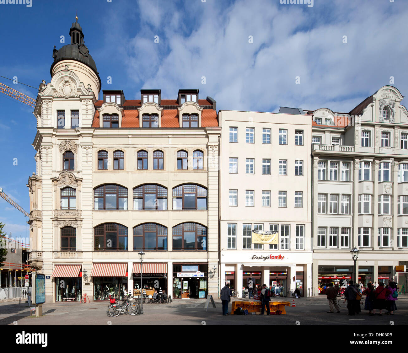 Commercial buildings, Thomaskirchhof square, Leipzig, Saxony, PublicGround Stock Photo