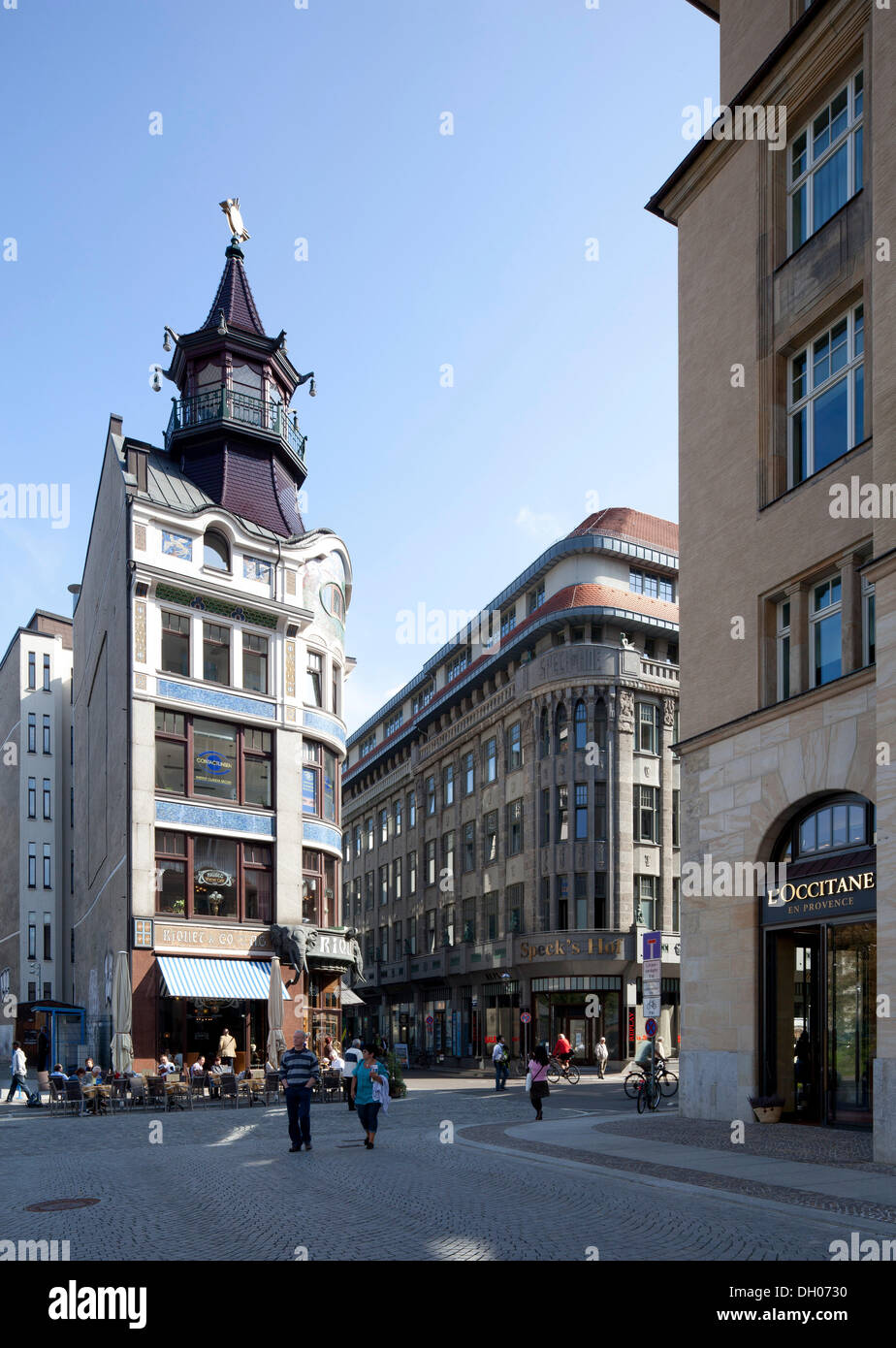Riquethaus building, Art Nouveau, Leipzig, Saxony, PublicGround Stock Photo