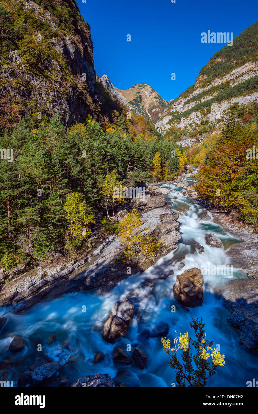 Autumn landscape in Ordesa and Monte Perdido National Park, Huesca, Aragon, Spain Stock Photo