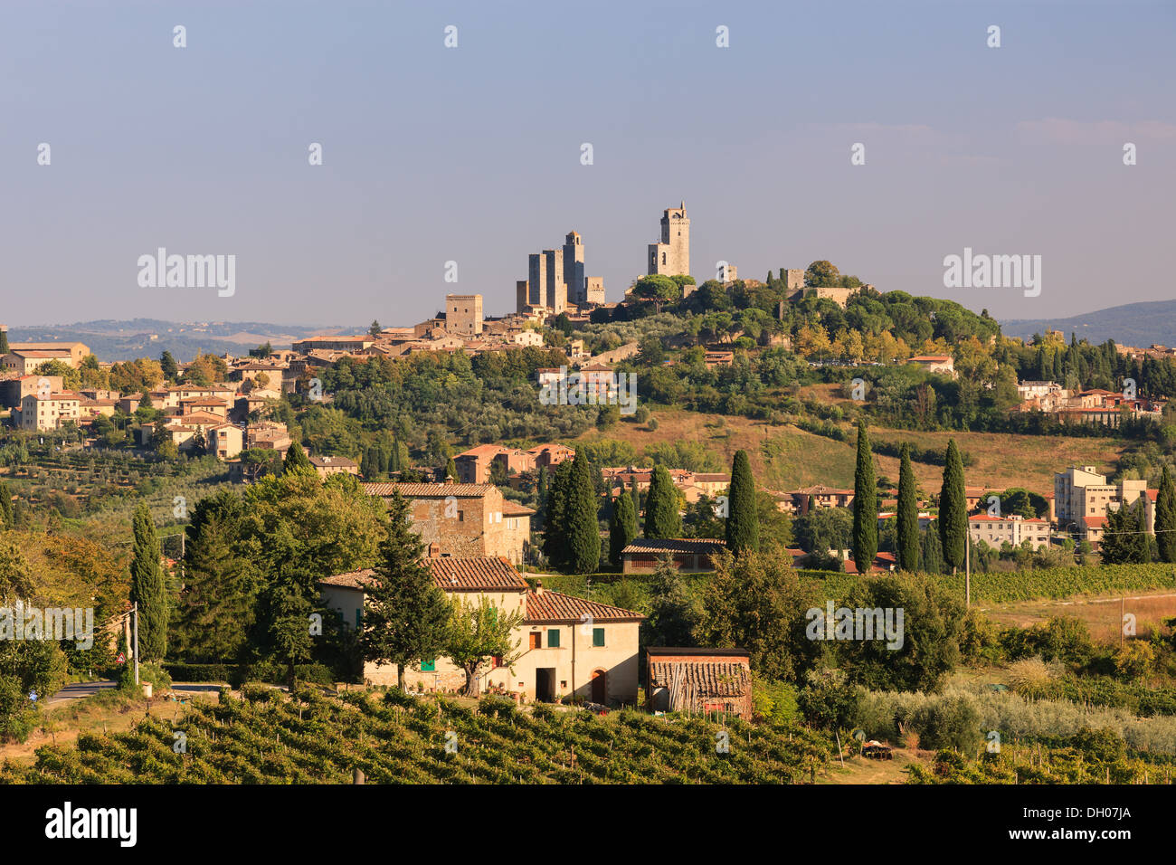 San Gimignano is a small walled medieval hill town in the province of Siena, Tuscany Stock Photo
