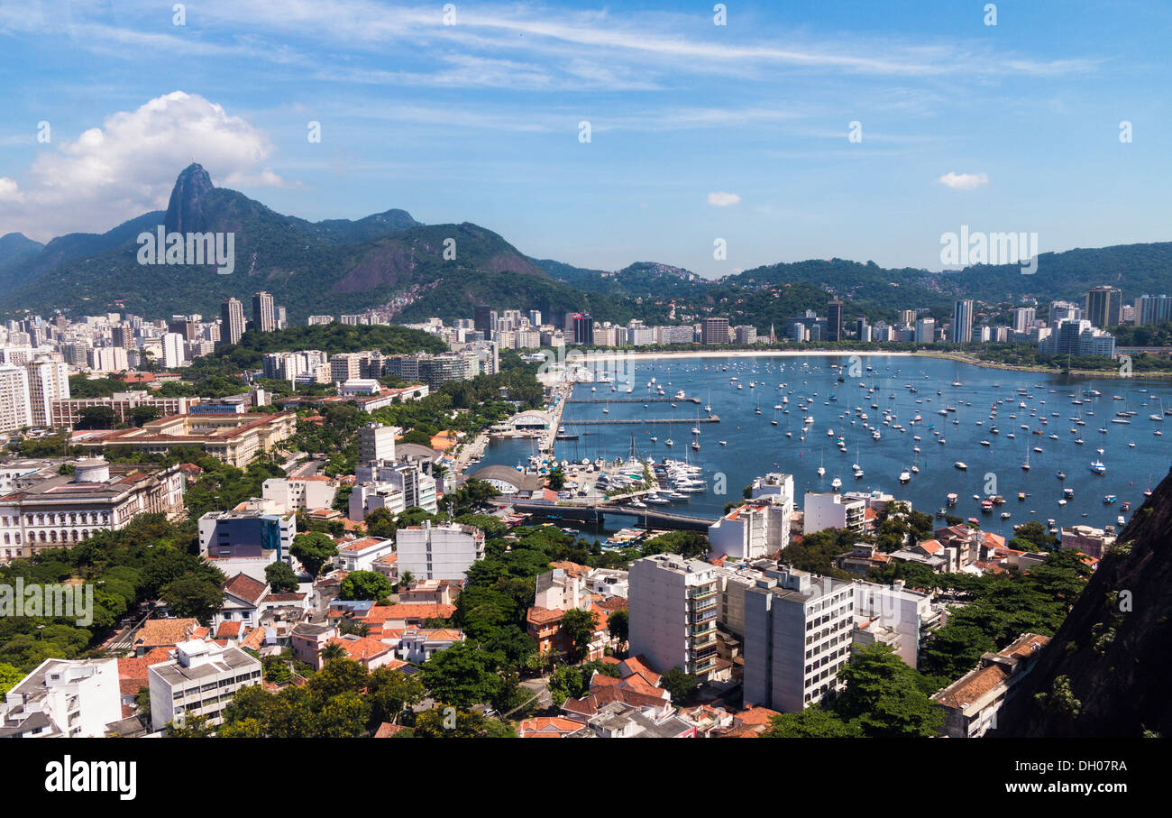 Rio de Janeiro in Brazil from cable car on Sugarloaf Mountain Stock Photo