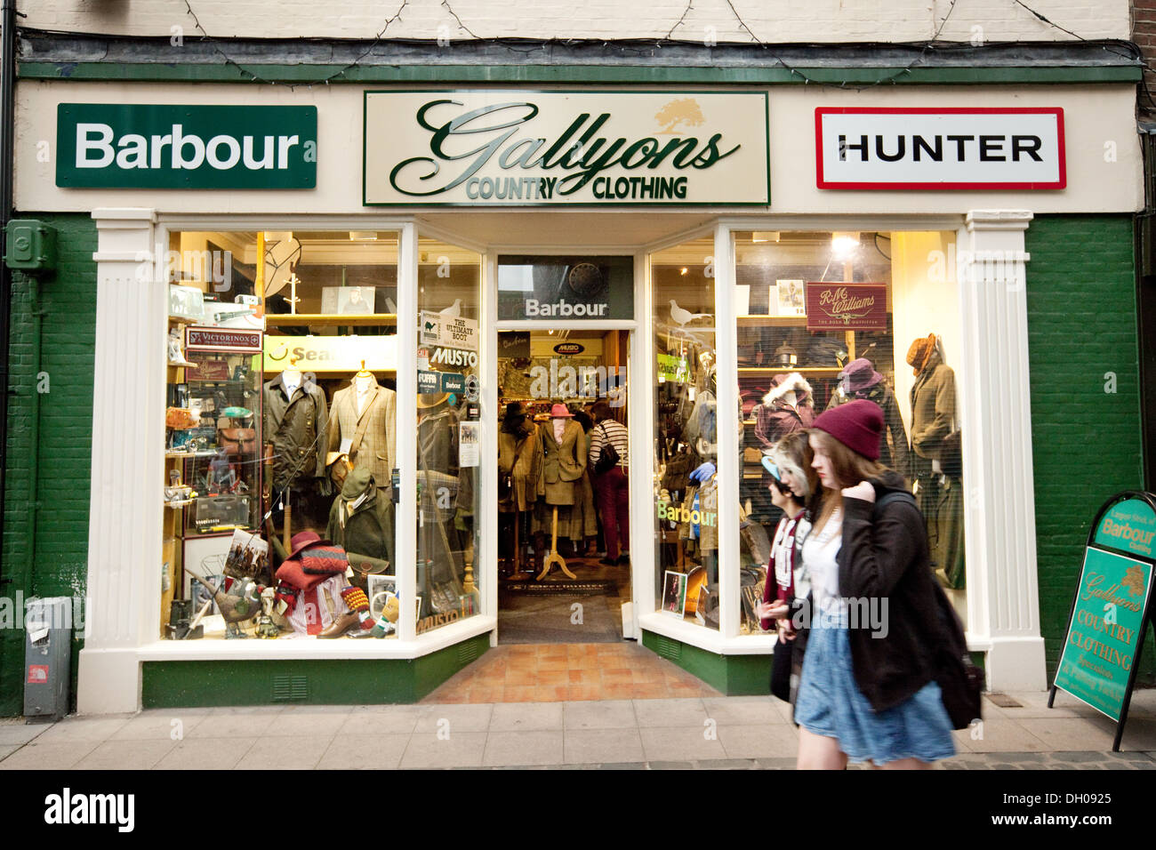 A country clothing store selling upper class outdoor clothes, Norwich, Norfolk UK Stock Photo