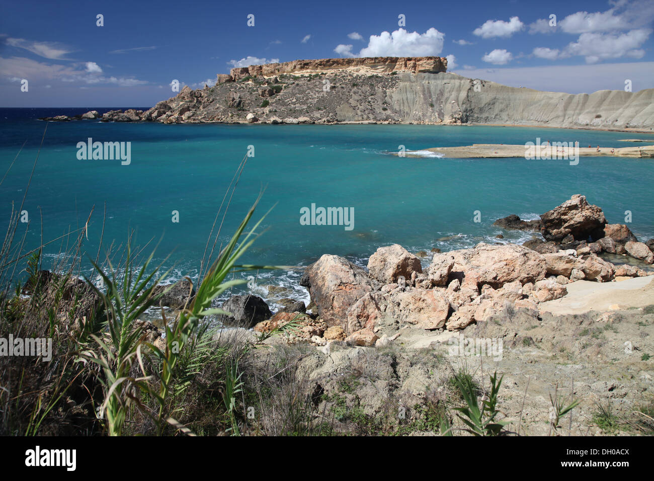 Gnejna bay is a relatively unspoilt beauty spot on the western coast of Malta Stock Photo