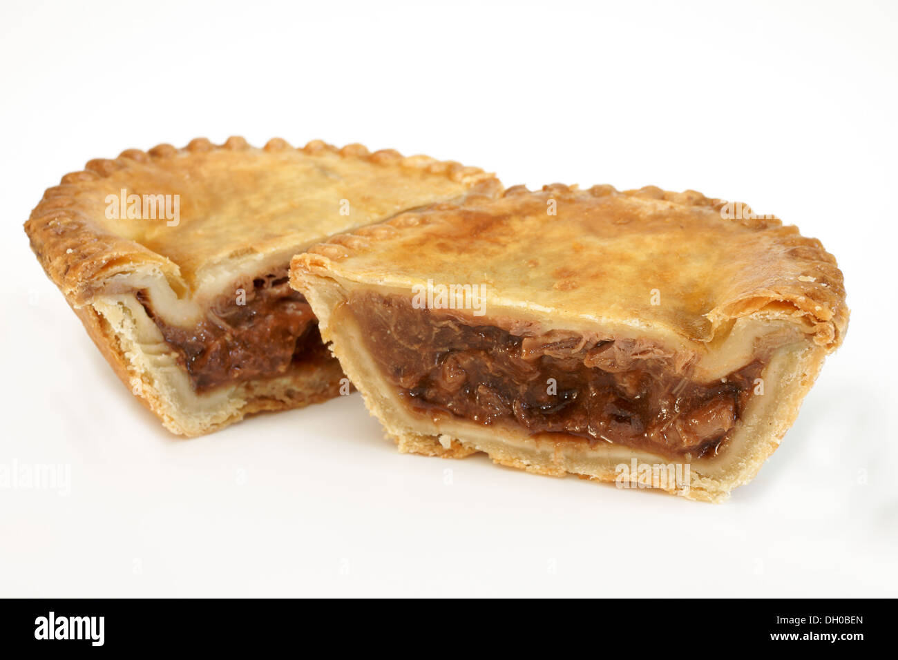 Savoury meat pie with a beef filling studio isolated Stock Photo Alamy