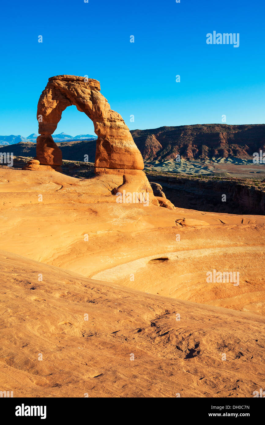 Utah's famous Delicate Arch in Arches National Park. Stock Photo