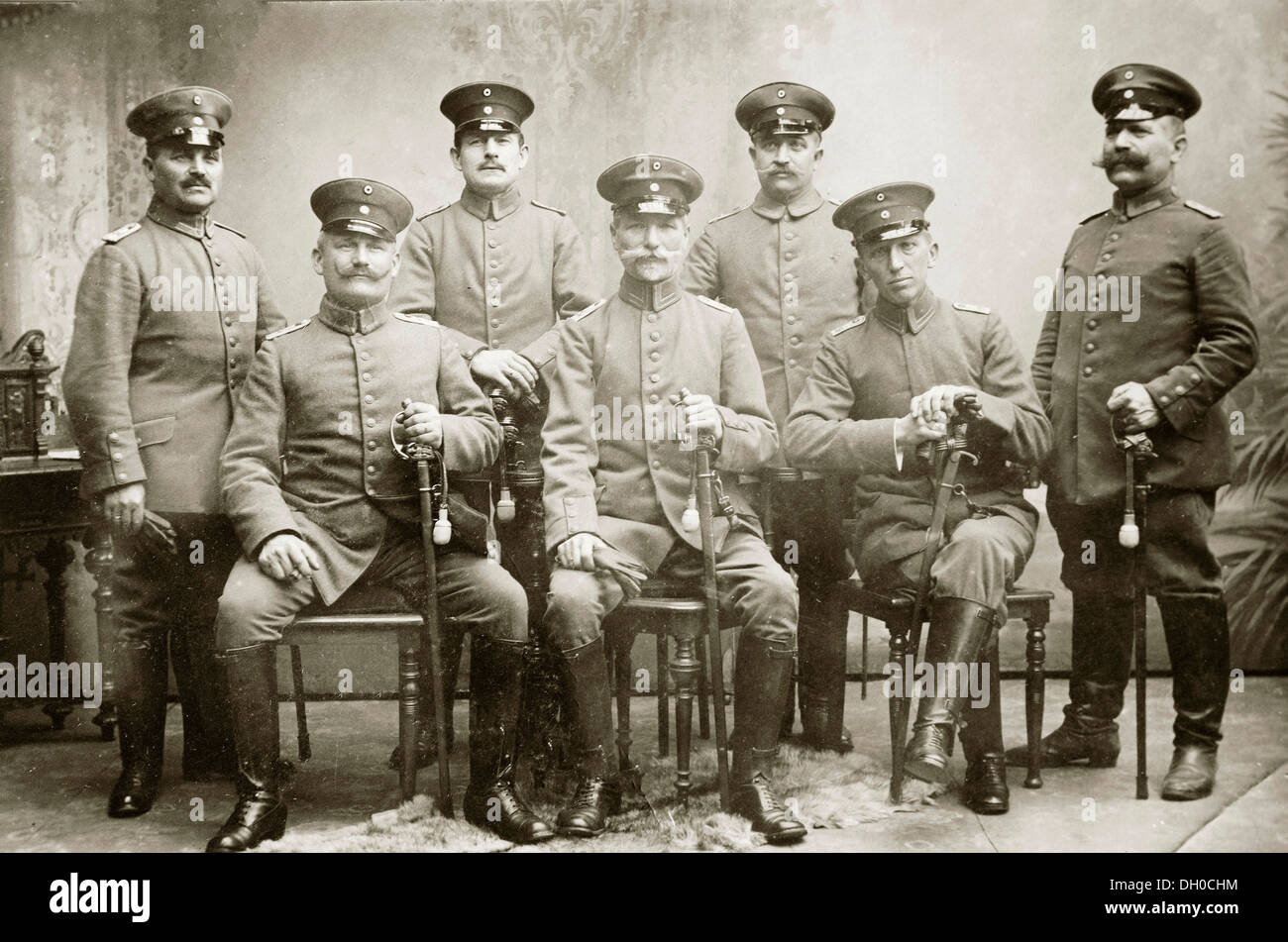 Group picture, Prussian infantry petty officers wearing full dress uniforms, at the outbreak of World War I, around 1914 Stock Photo