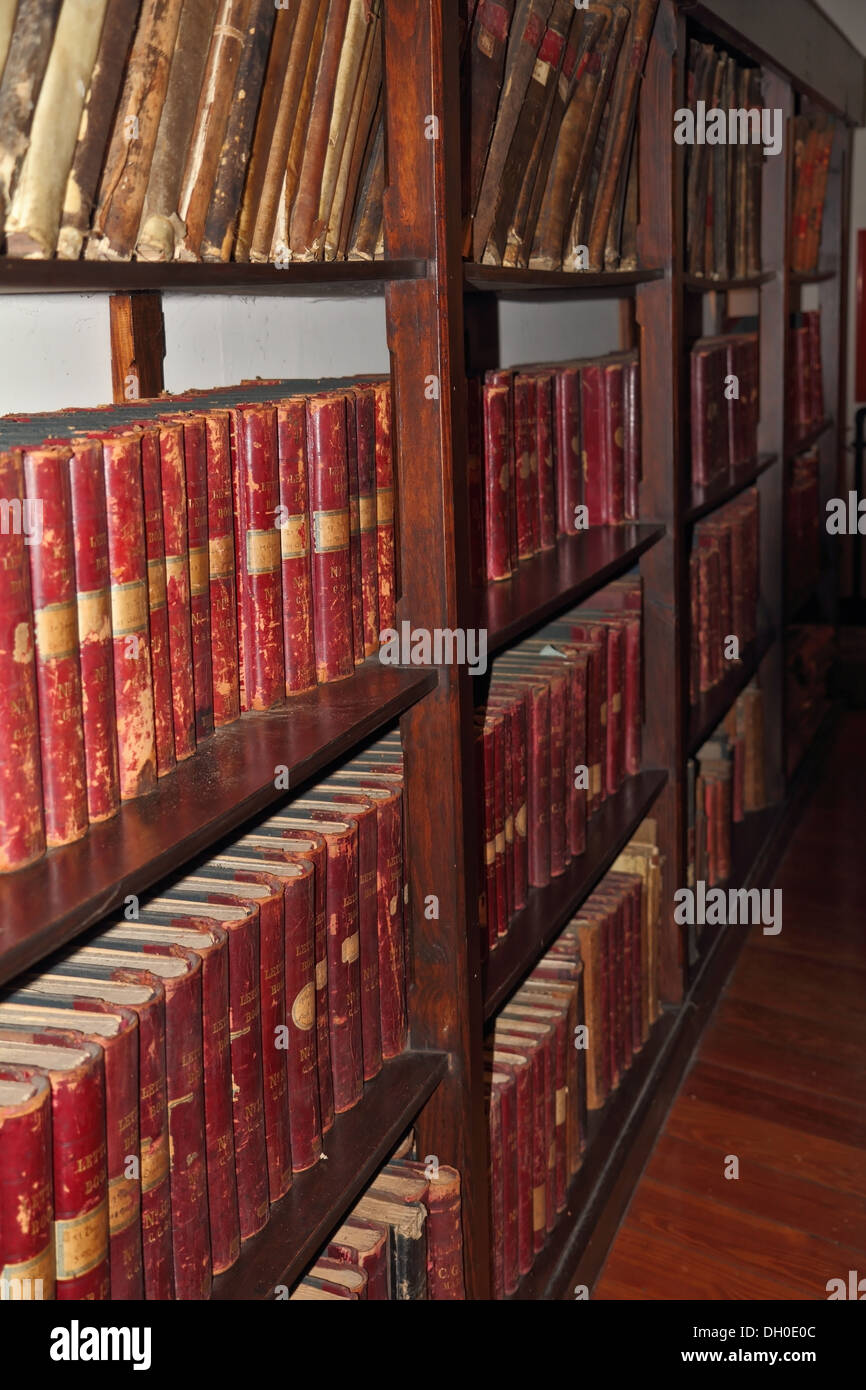 Shelves with recipes and business records Stock Photo