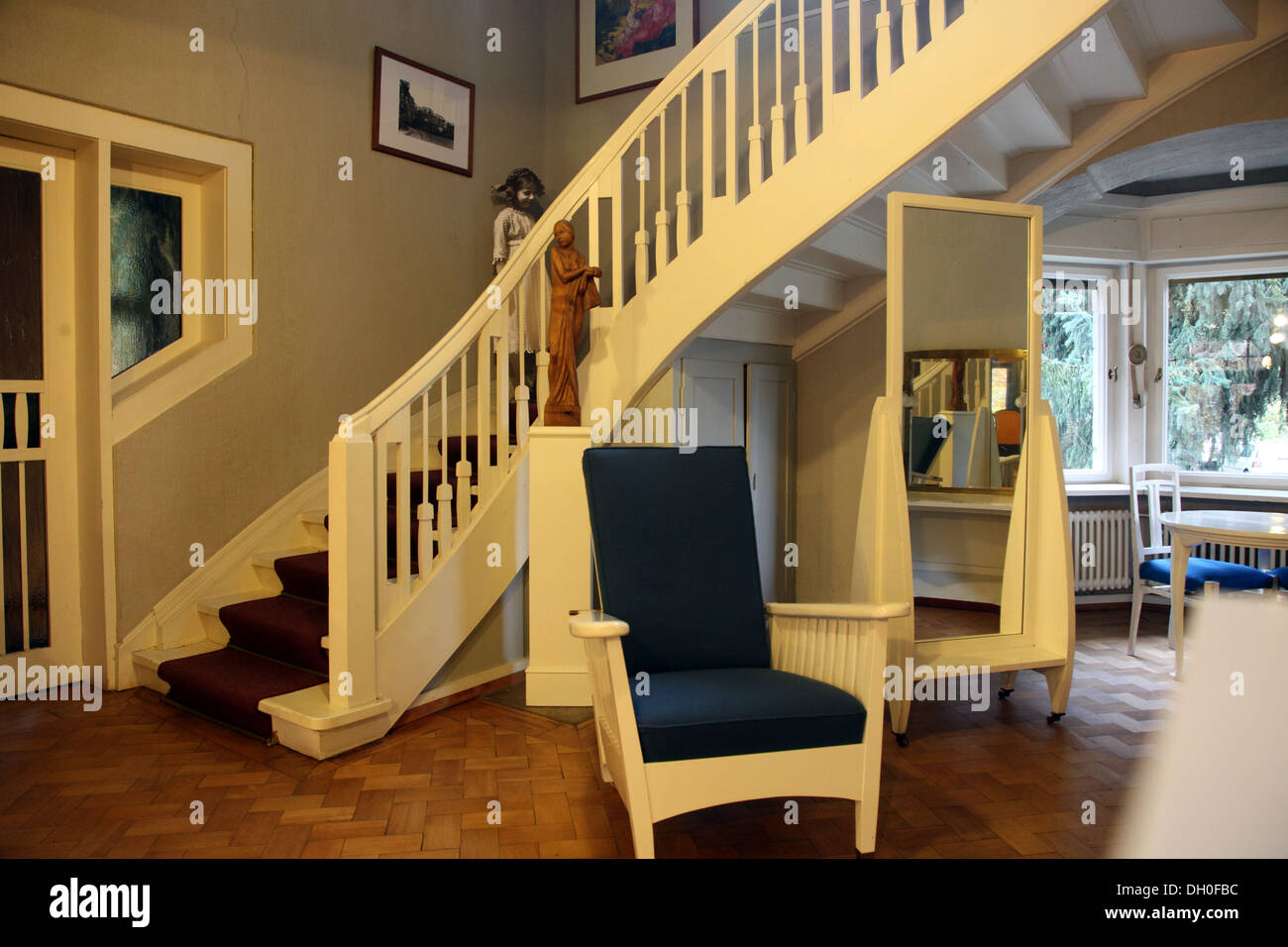 Staircase in Haus Hohe Pappeln, house built by Belgian architect Henry van de Velde for his family in Weimar, Germany Stock Photo