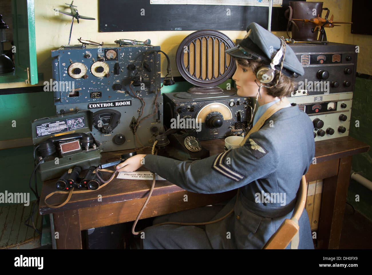Museum set of staged royal Air Force radio communication post during WW 2,  Carew Pembrokeshire Wales Stock Photo - Alamy