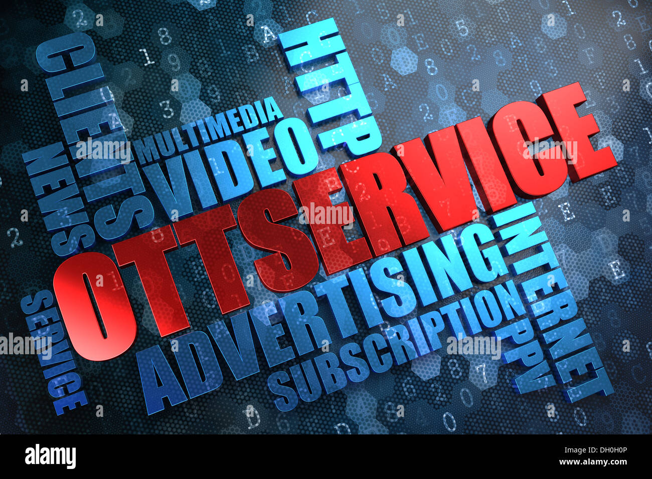 OTT Service.  Wordcloud Concept. Stock Photo