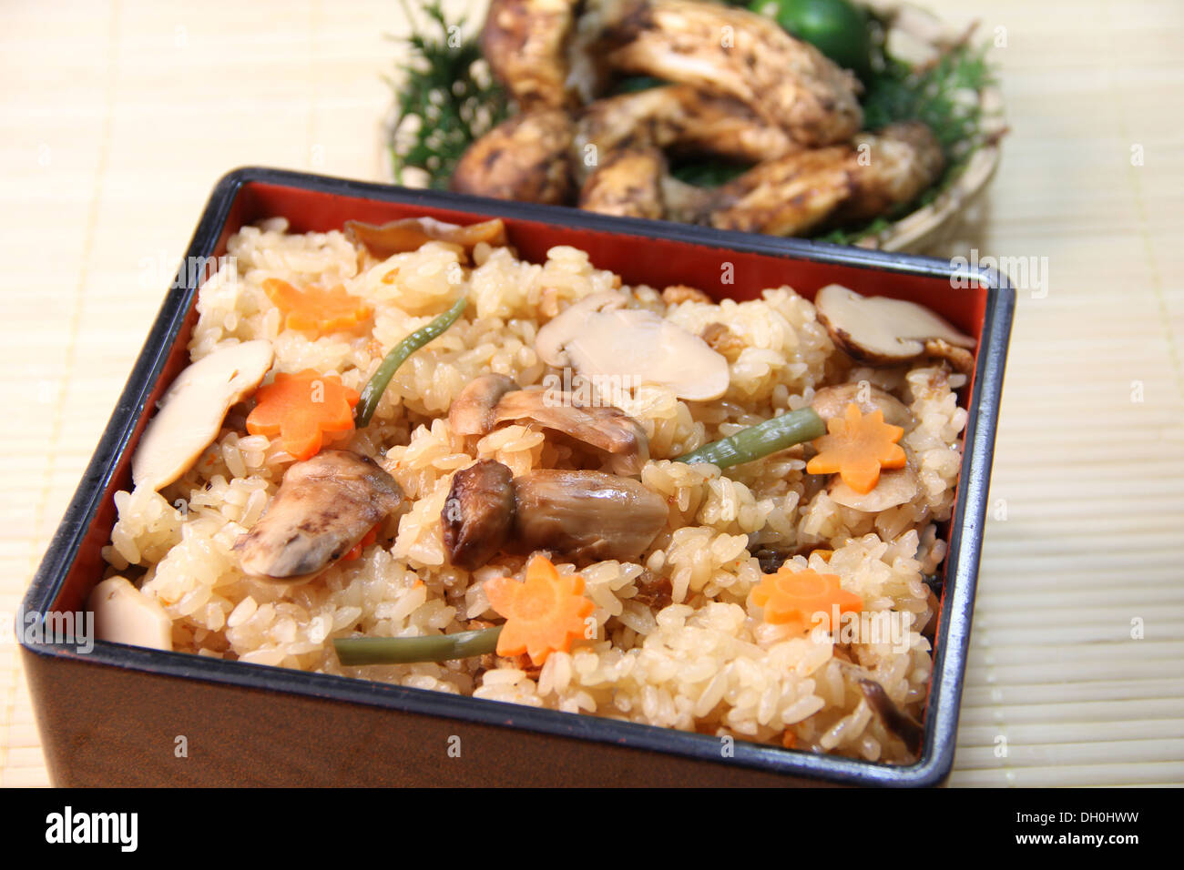 Matsutake mushroom rice Stock Photo - Alamy