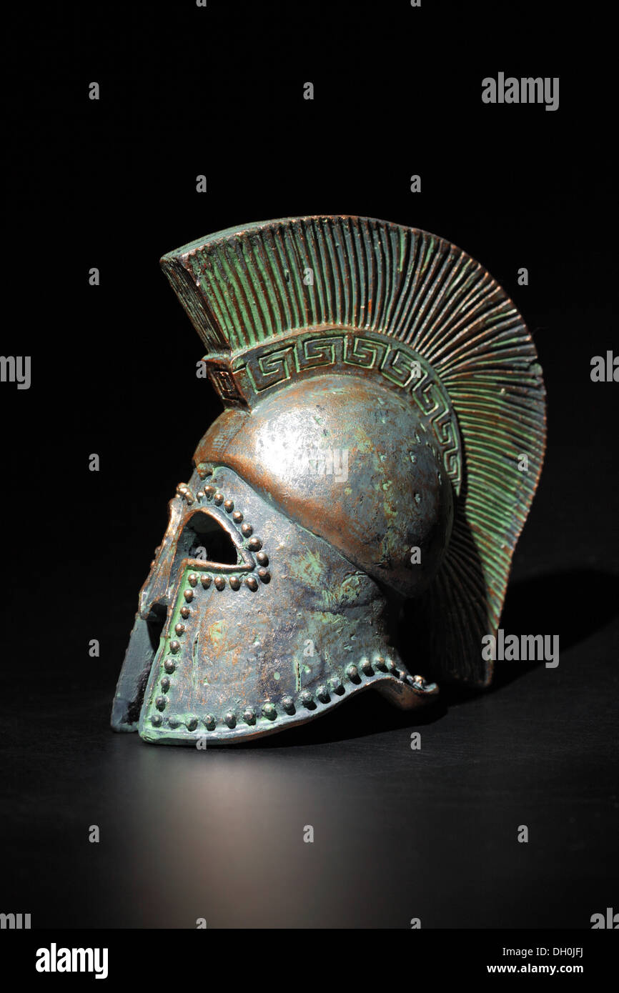 Trojan Guerrier médiéval Spartan Brand Punk Trojan Casque avec queue de cheval et... 