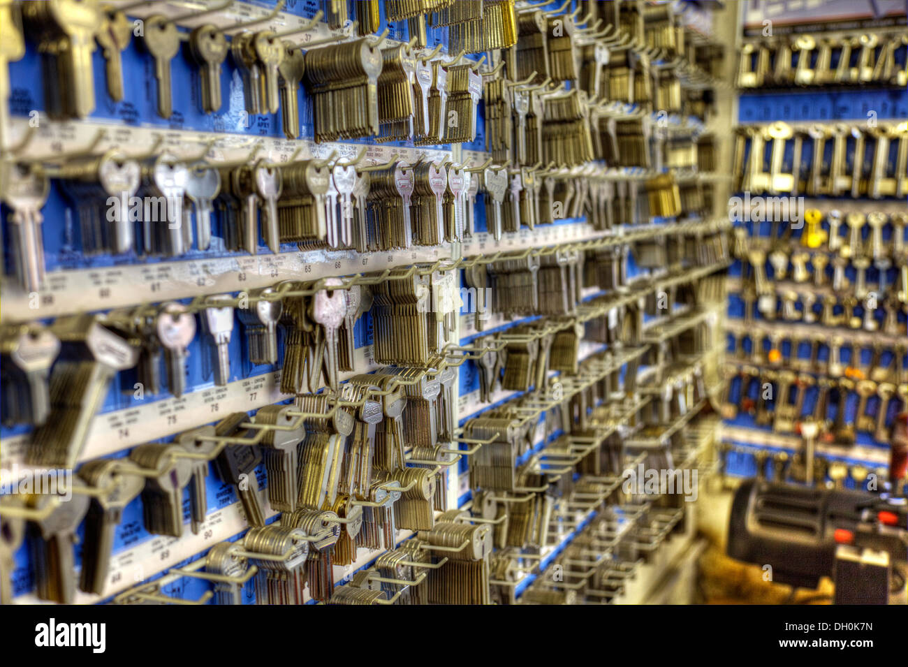 Key cutters, locksmiths key board, keyboard selection of cylinders keys