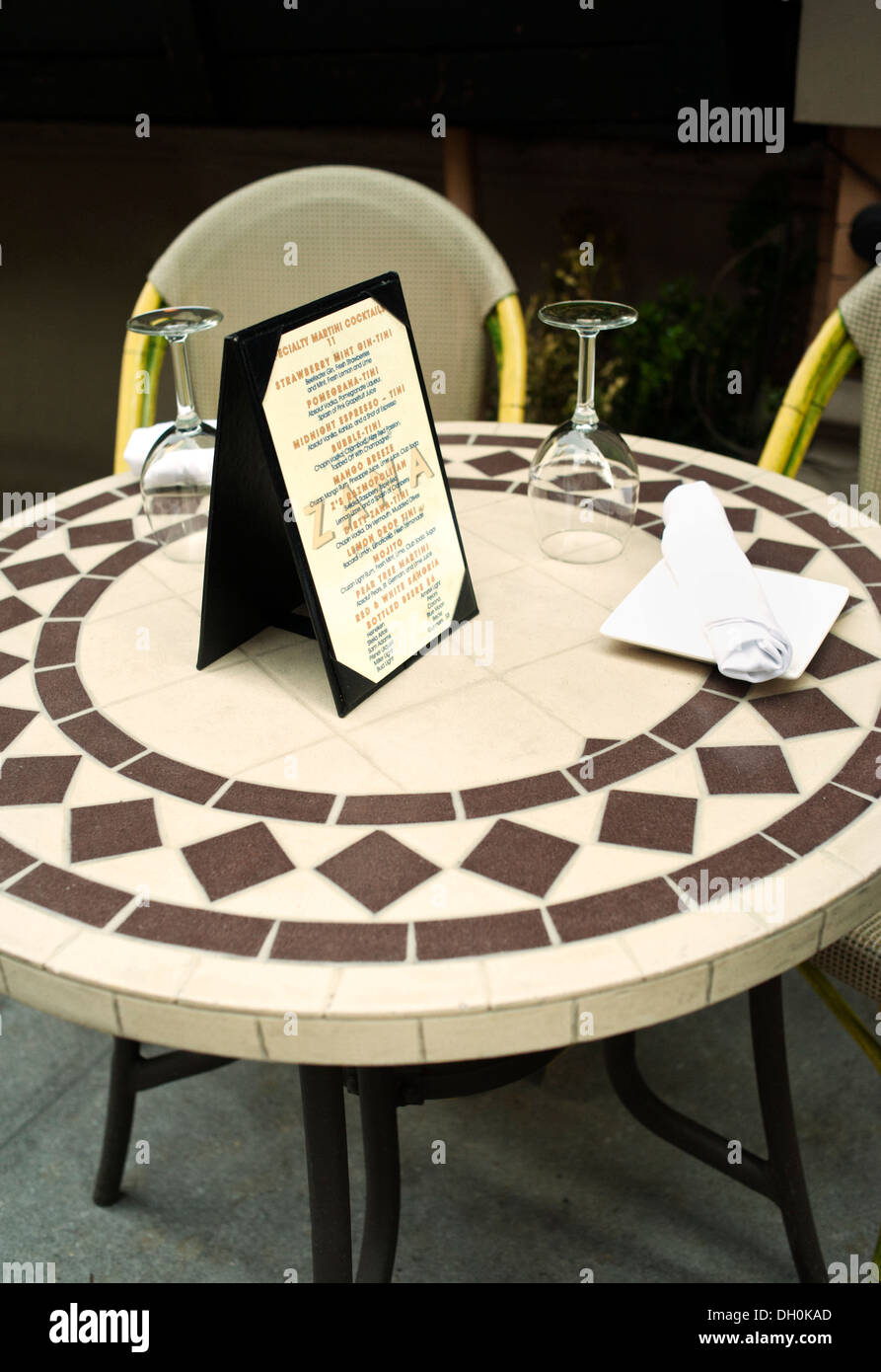 Outdoor patio table setting restaurant Stock Photo Alamy