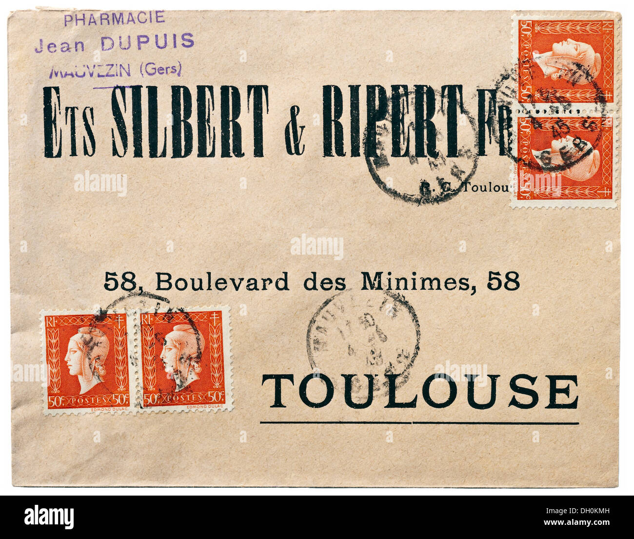 1945 French preaddressed trade envelope Stock Photo Alamy