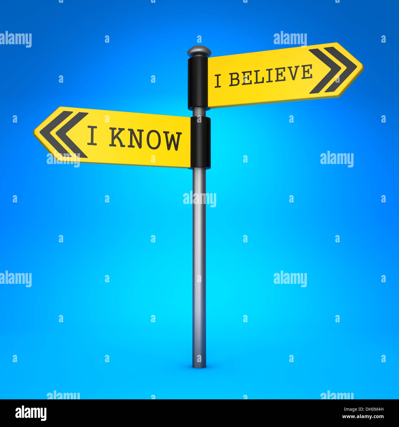 Know or Believe. Concept of Choice. Stock Photo