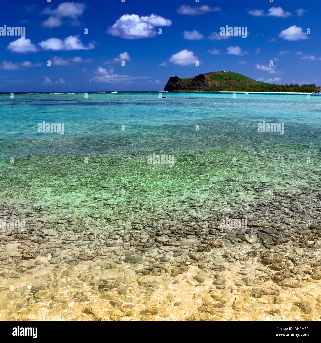 Quiet bay of the island Gabriel.Mauritius. Stock Photo