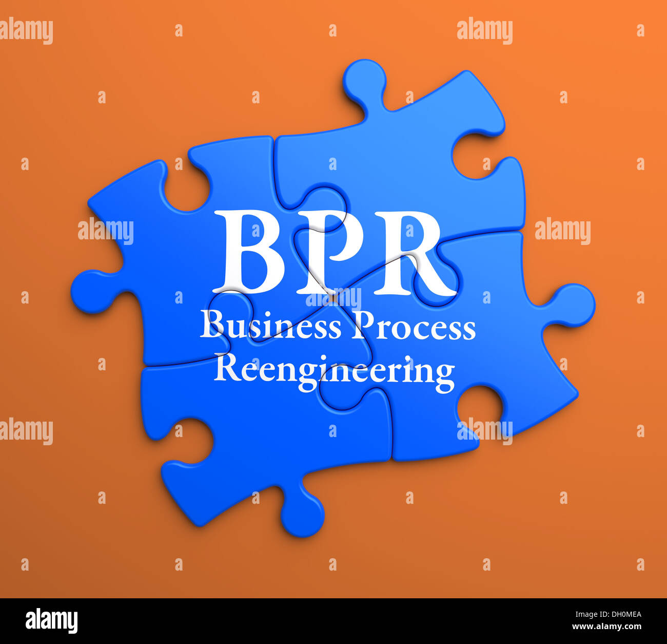 BPR on Blue Puzzle Pieces. Business Concept. Stock Photo