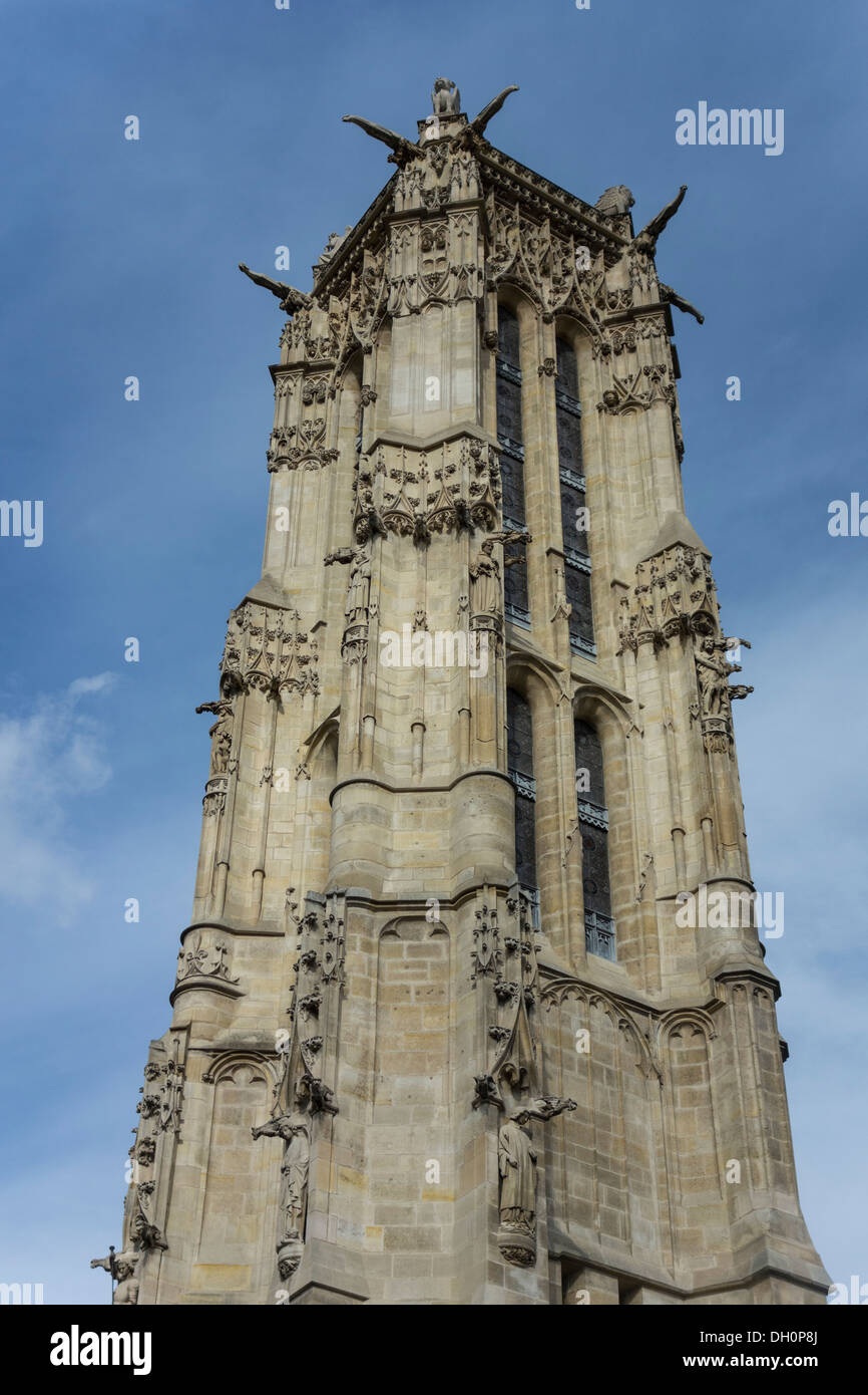detail of Saint-Jacques Tower, Tour Saint-Jacques, Paris, France Stock Photo