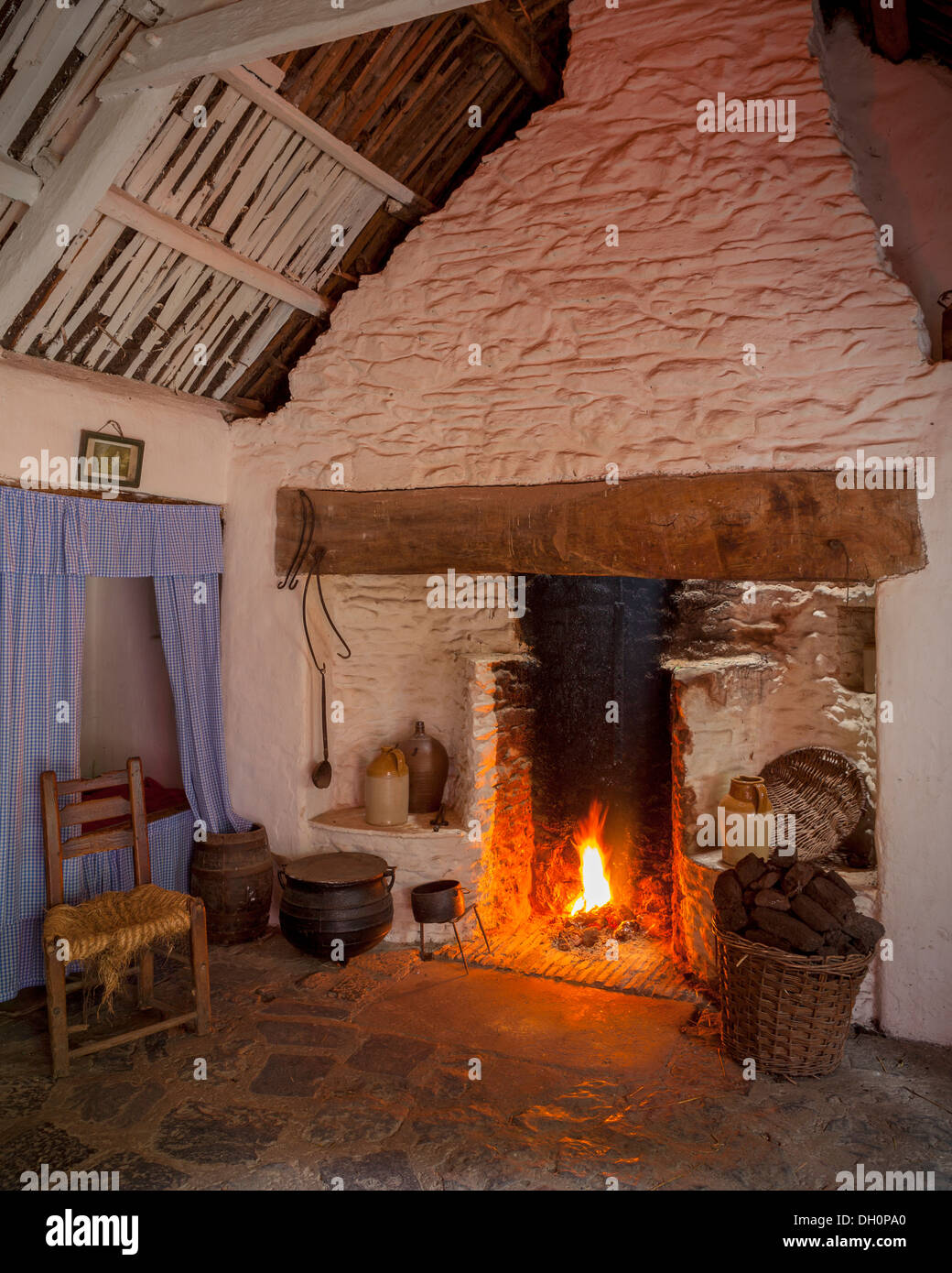 County Clare Ireland Hearth With Peat Fire In A Restored Stone