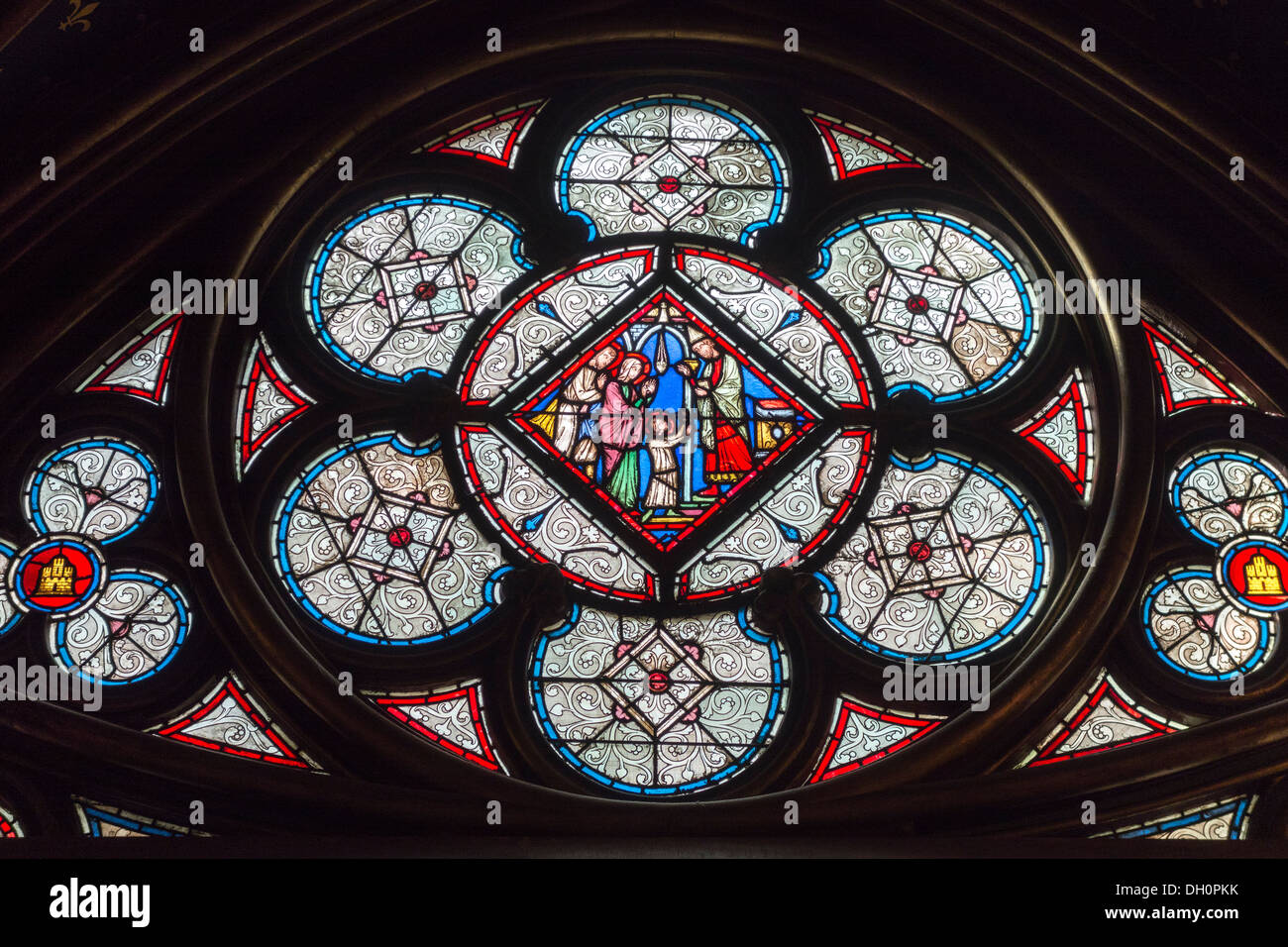 stained glass window, La Sainte-Chapelle: The Holy Chapel, Paris, France Stock Photo