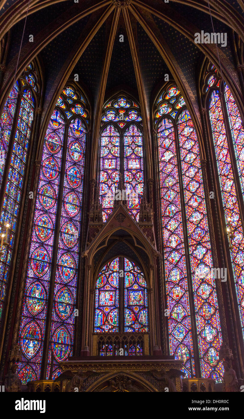stained glass windows, La Sainte-Chapelle: The Holy Chapel, Paris, France Stock Photo