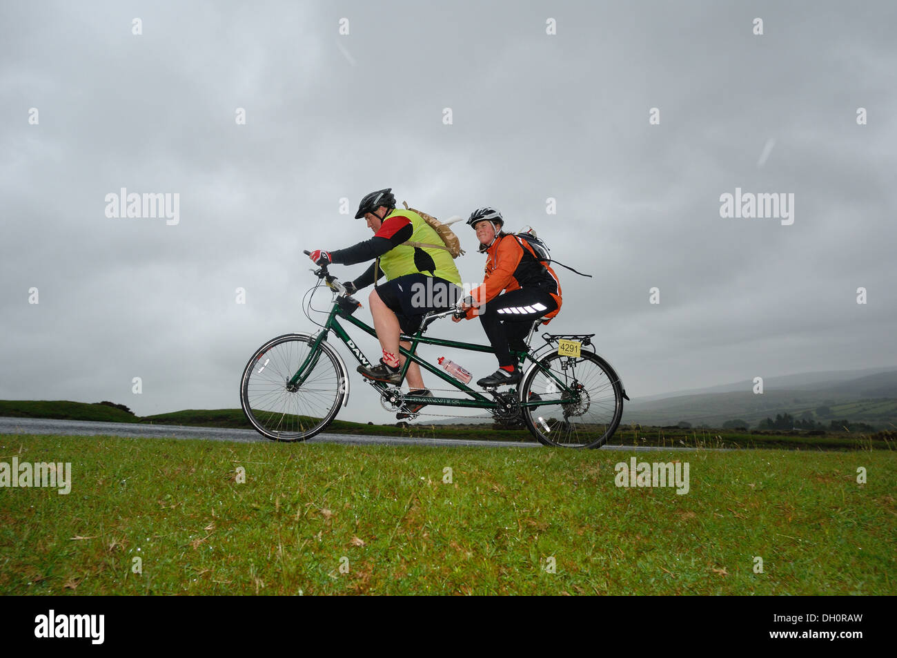 Riders on a Tandam cycling in the Dartmoor classic cyclosportive 2013