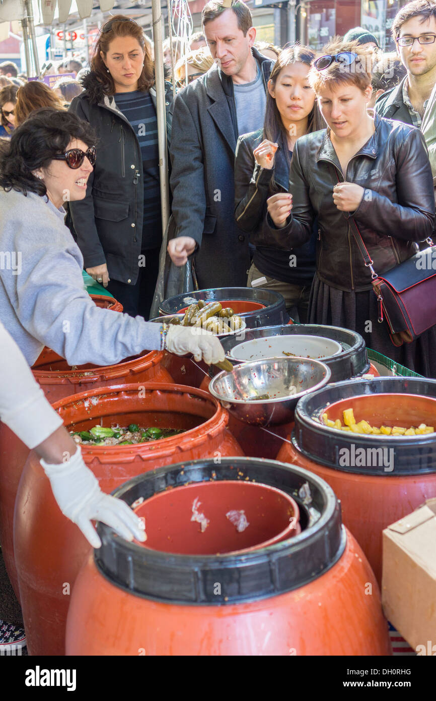 Samples from Gus' Pickles on Orchard Street in the Lower East Side