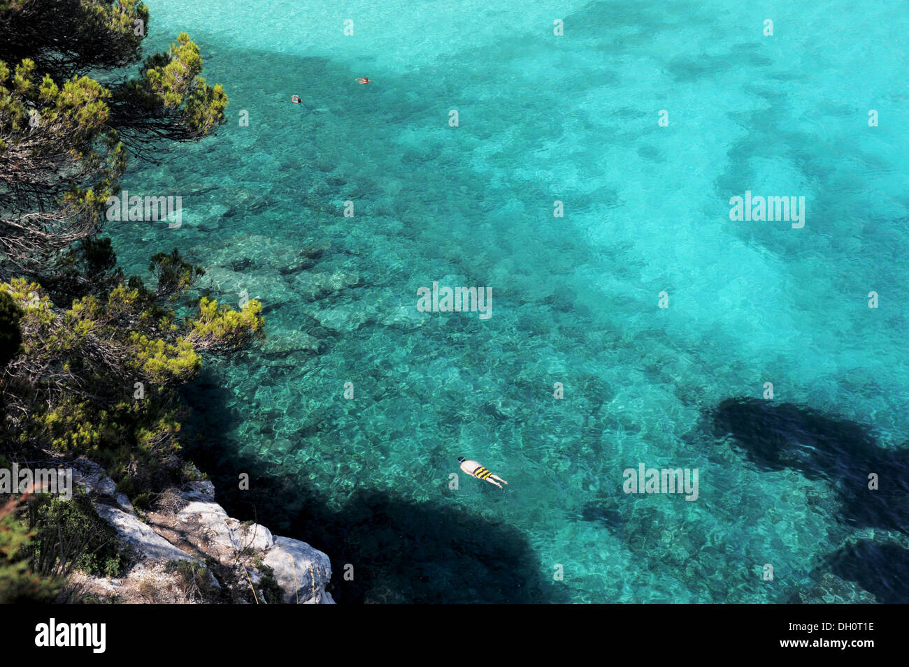 Snorkeling in pristine Mediterranean waters, Menorca Stock Photo