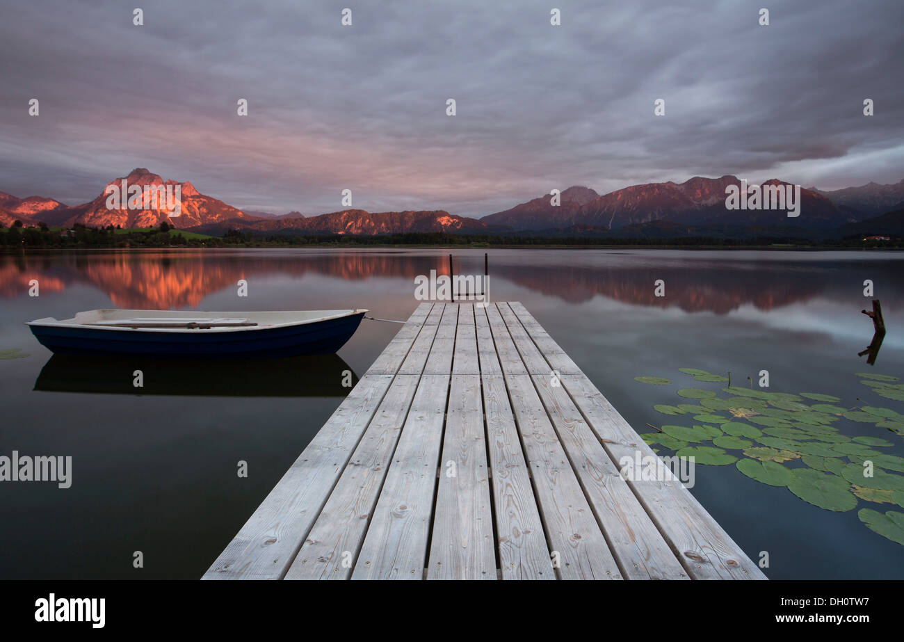 Evening mood at Lake Hopfensee in Allgaeu near Fuessen, Bavaria, PublicGround Stock Photo
