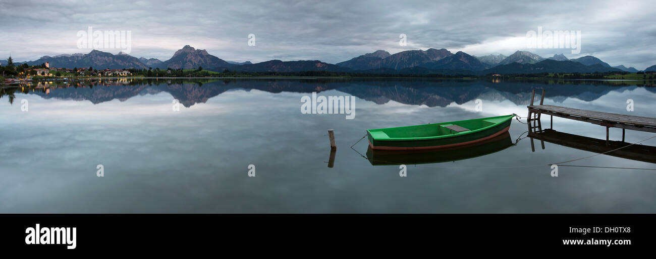 Evening mood on Lake Hopfensee in the Allgaeu near Fuessen, Bavaria, PublicGround Stock Photo