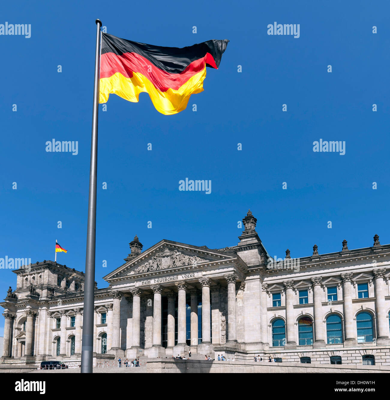 German Flag, Reichstag, Berlin, capital of Germany, Europe Stock Photo
