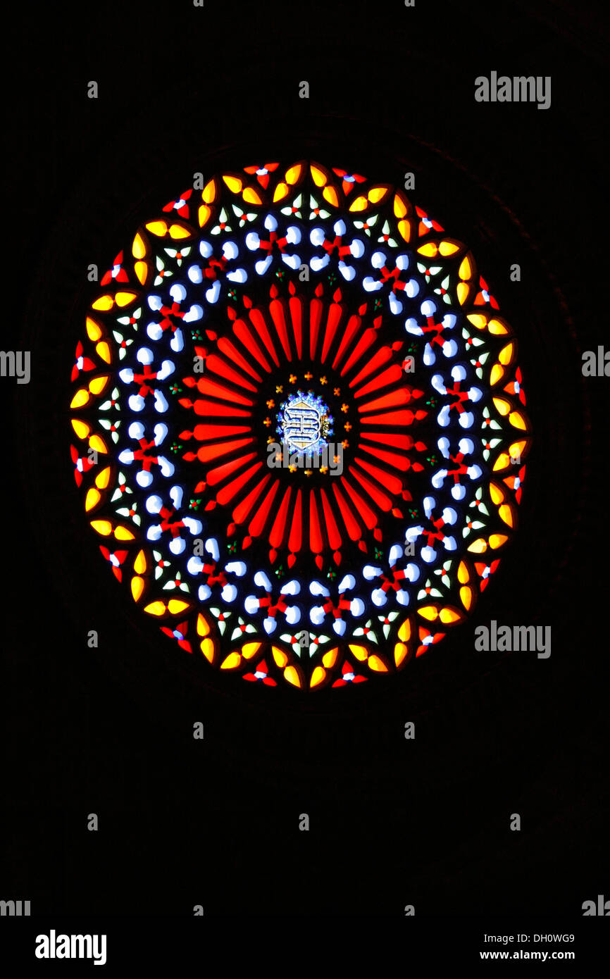 Stained glass window, Cathedral of Palma de Mallorca, Majorca, Spain, Europe Stock Photo Alamy