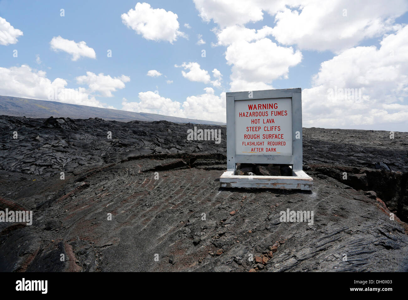Warning of the dangers on a lava field and of volcanoes, East Rift Zone