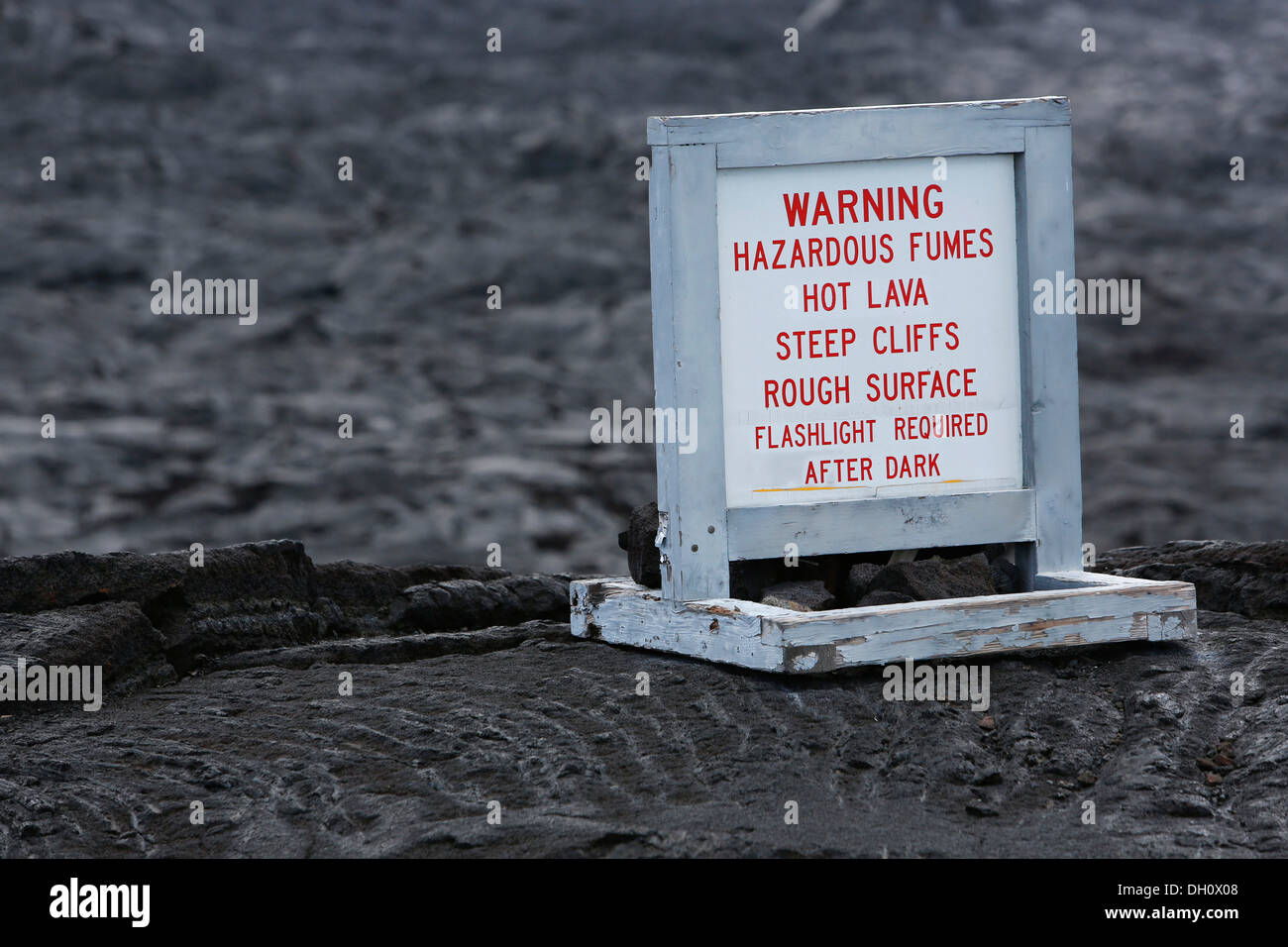 Warning of the dangers on a lava field and of volcanoes, East Rift Zone