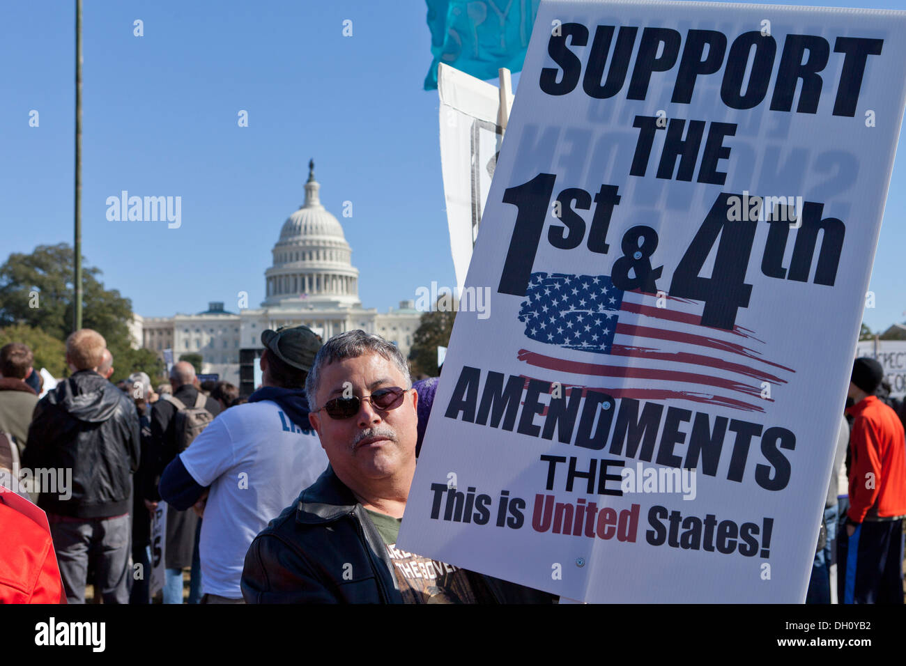 US citizens and many public advocacy organizations gather to rally on Capitol Hill against NSA spying - Washington, DC USA Stock Photo
