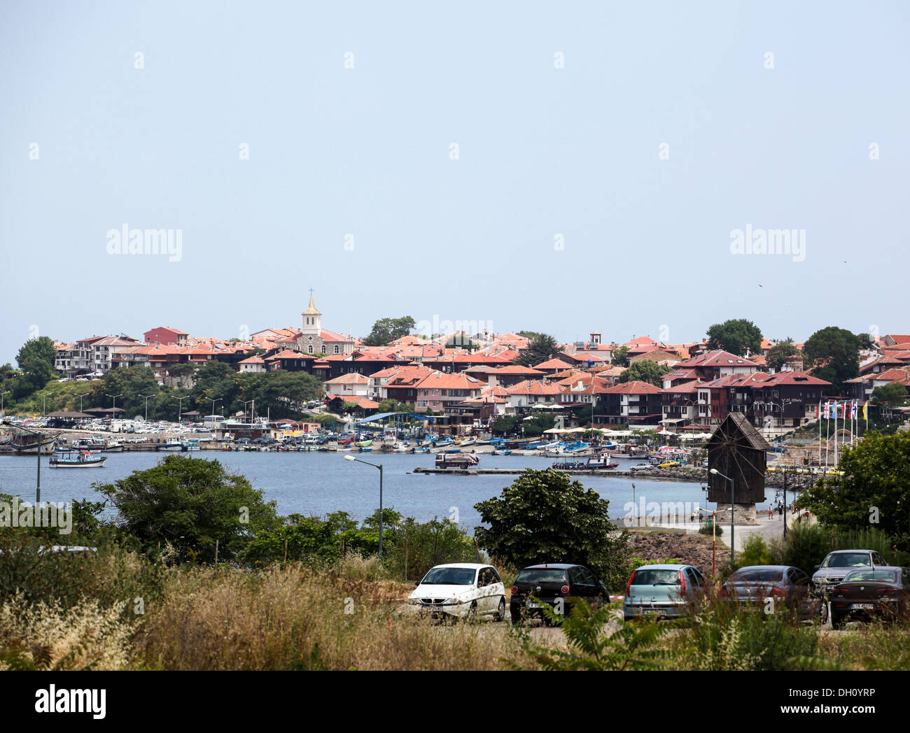 View of city Old Nessebar and sea, Bulgaria Stock Photo
