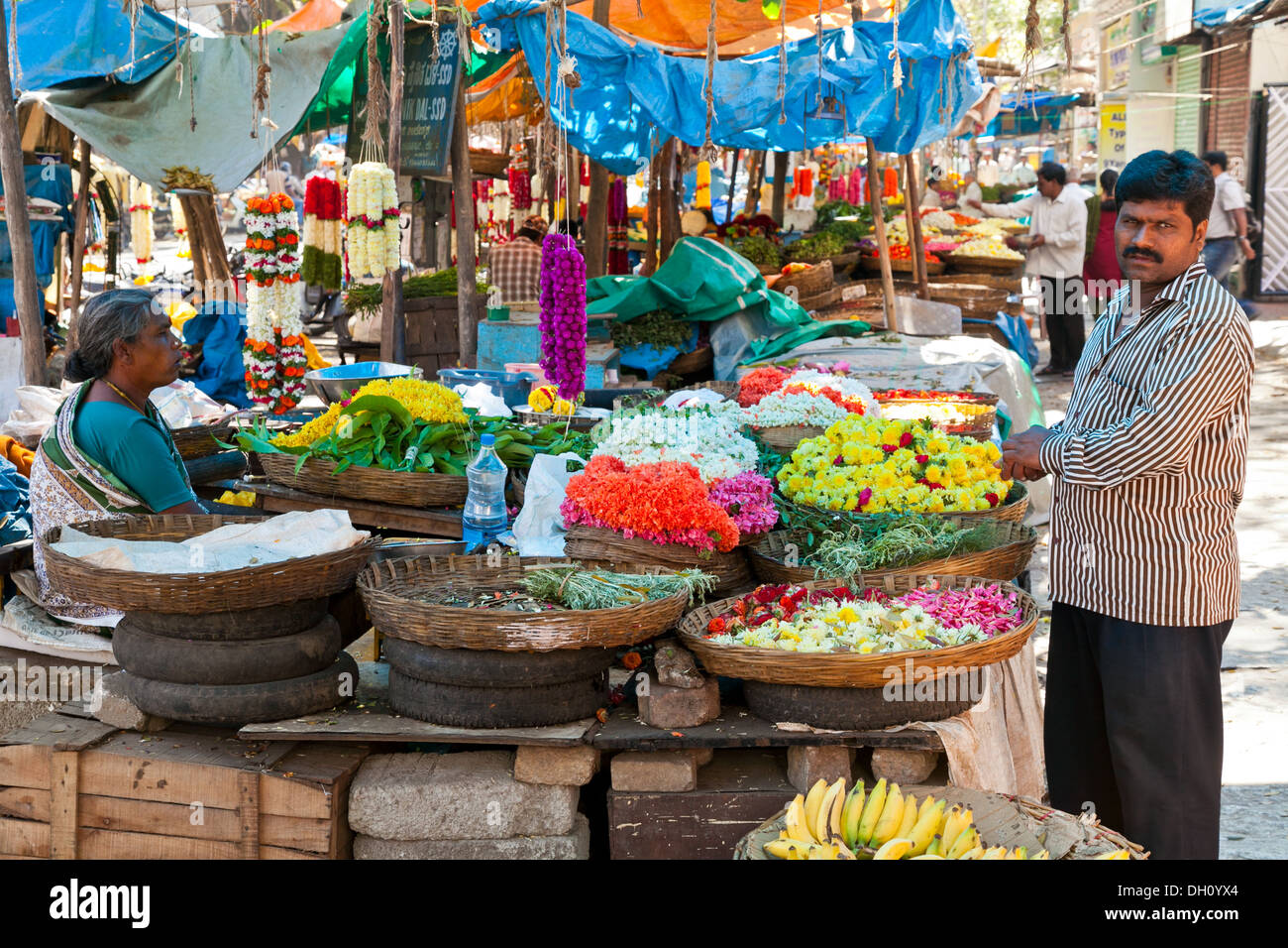 Flower market in Bangalore India Stock Photo