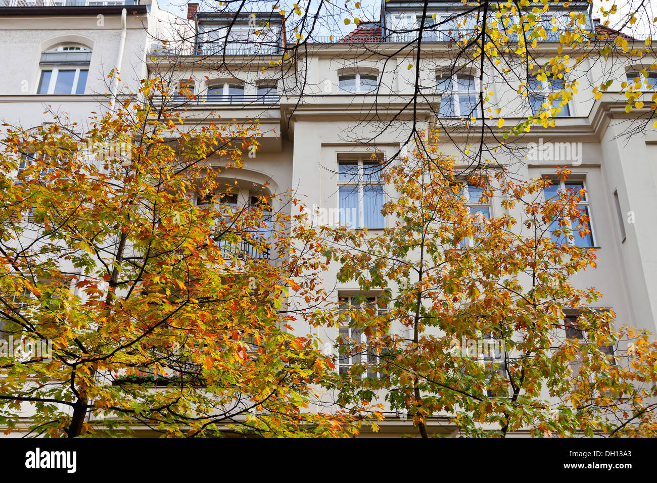 facade of urban mansion of the 19th century on Fasanenstrasse in Berlin in autumn Stock Photo