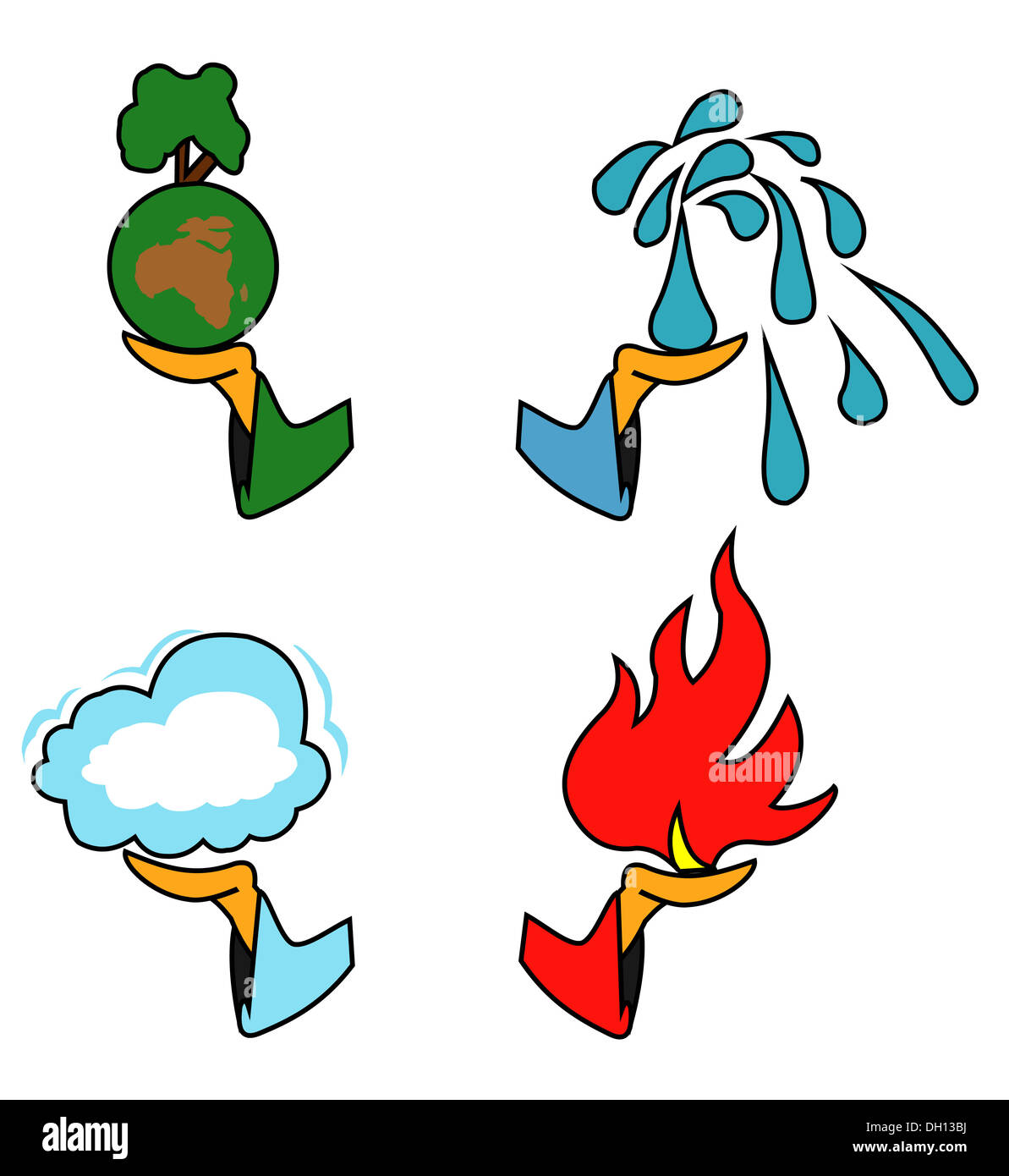 4 hands4 elements Stock Photo Alamy