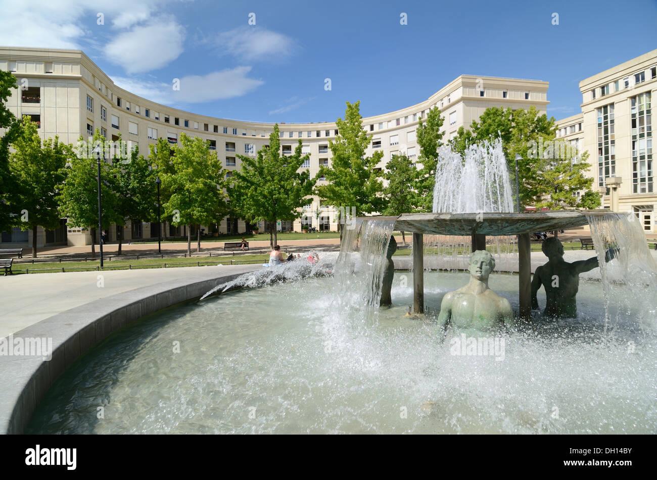 Fountain in Antigone District by Ricardo Bofill Montpellier Hérault France Stock Photo