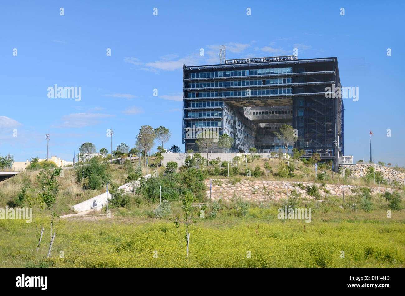 Southern Facade & Public Gardens Montpellier Town Hall or City Hall by Jean Nouvel Montpellier France Stock Photo