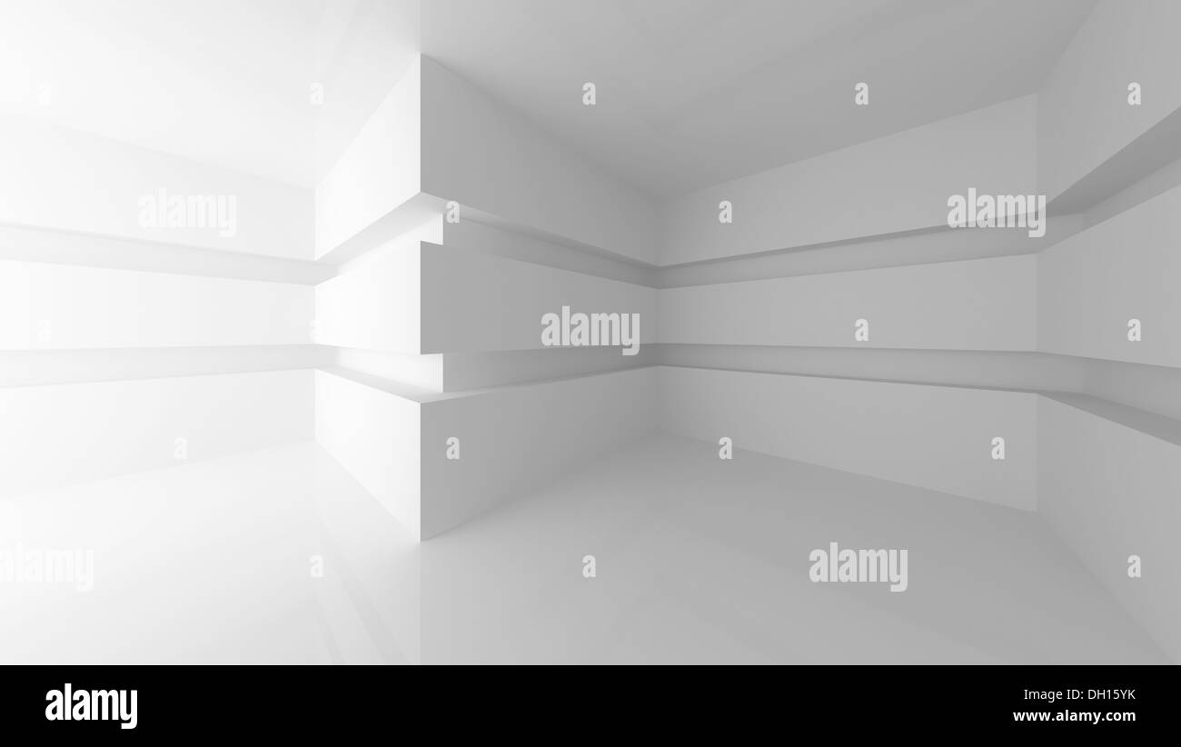 Abstract white empty room interior with. 3d render illustration Stock ...