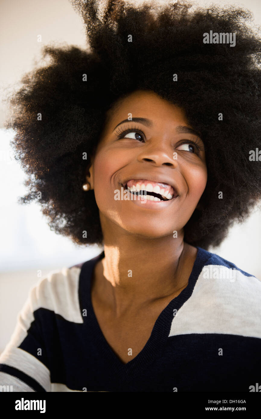Mixed race woman smiling Stock Photo