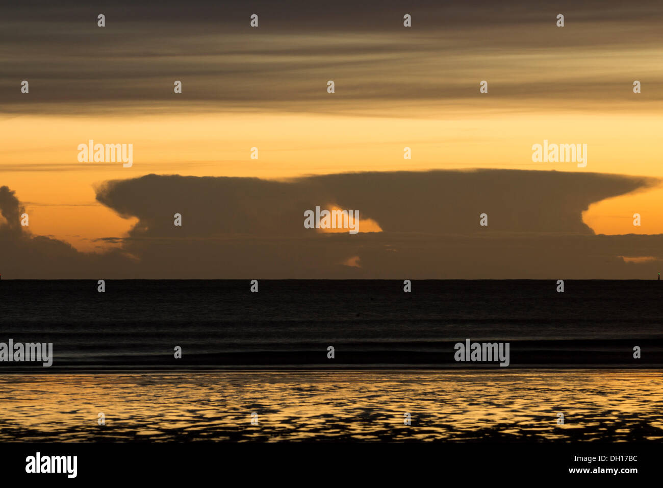 Cumulonimbus incus Anvil clouds over the North Sea. UK Stock Photo