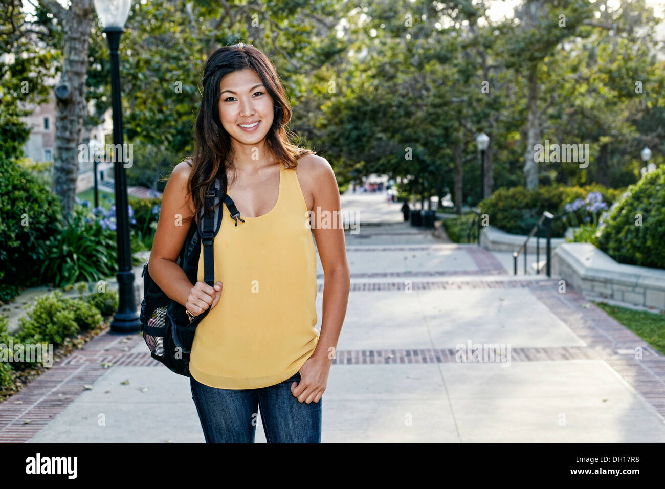 Korean student smiling on campus Stock Photo - Alamy