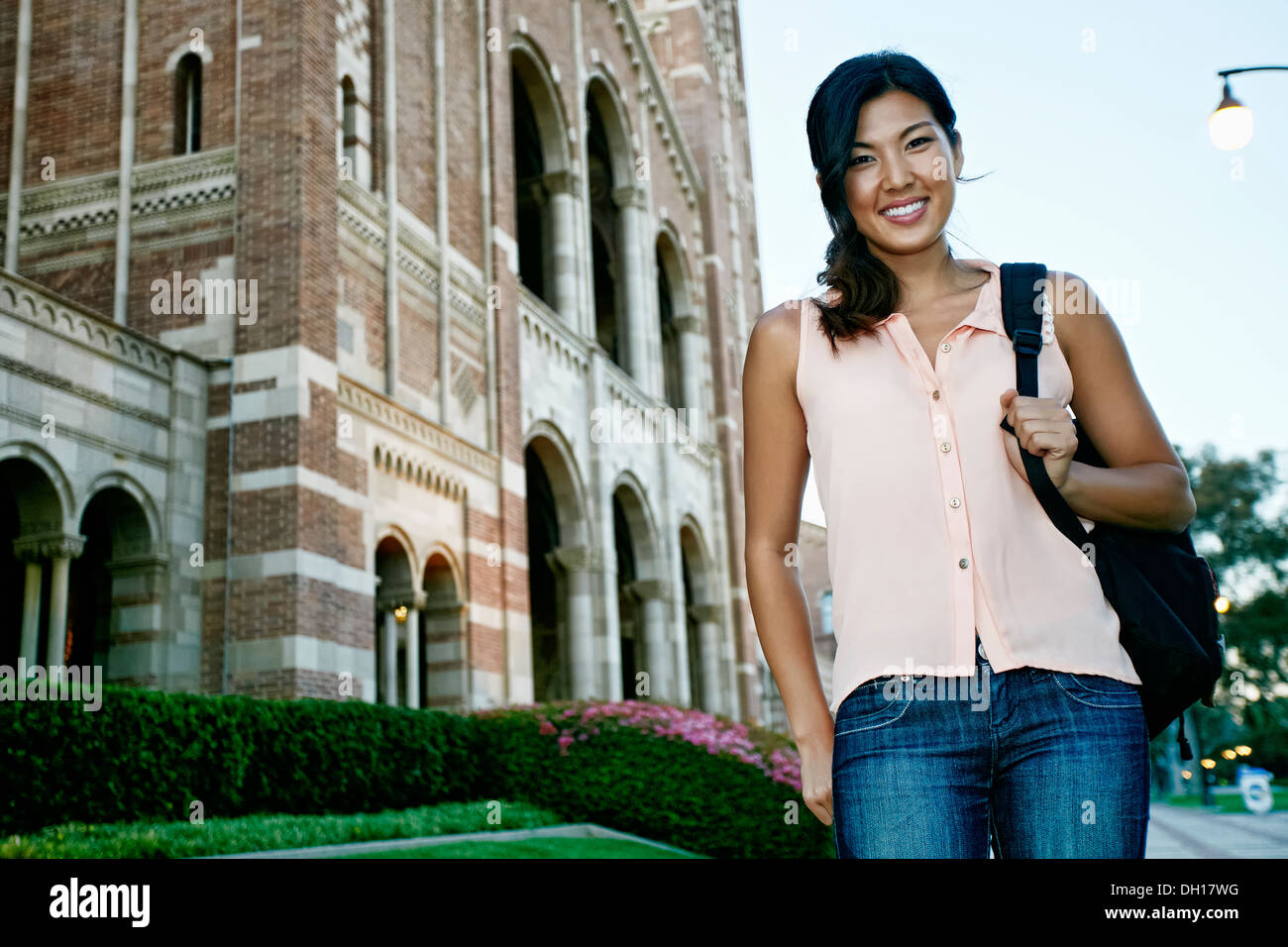Korean student smiling on campus Stock Photo - Alamy