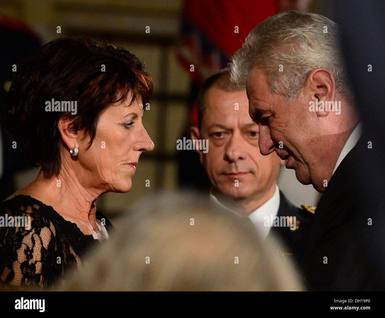 Prague, Czech Republic. 28th Oct, 2013. Czech President Milos Zeman awarded 29 selected personalities on the 95th anniversary of establishment of Independent Czechoslovakia today and said he does not comprehend history as a competition of abstract ideas, but as a competition of specific people´s ideas. He said the path of none of the awarded was steeply rising right from the start, but that they had often to cope with injuries, mistakes or slanders. Two of the 29 awarded got the Order of Tomas Garrigue Masaryk, the rest the Medal of Merit. © CTK/Alamy Live News Stock Photo