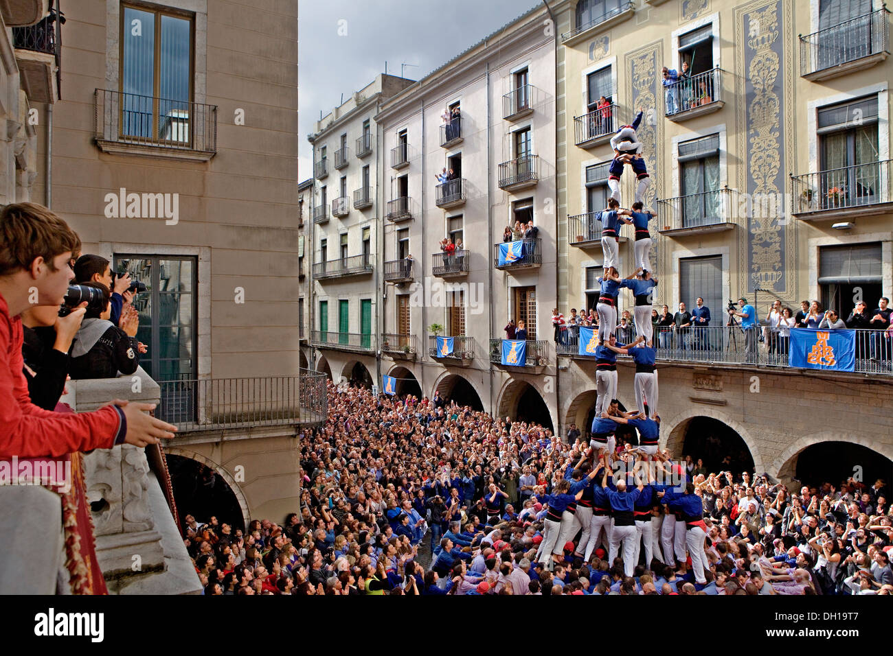 Capgrossos de Mataró.'Castellers' building human tower.Fires i festes ...
